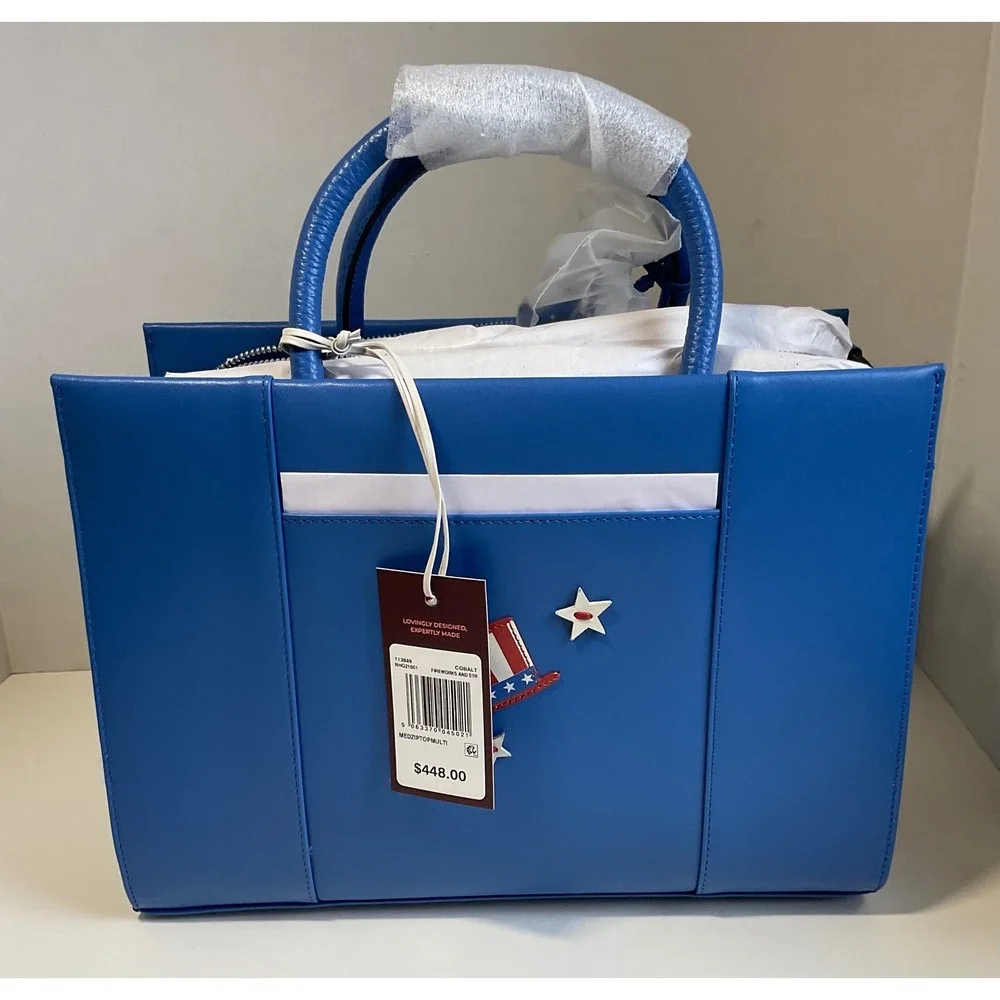 Radley London Fireworks and Str Cobalt Leather NYC Satchel Bag RHG21001 NEW